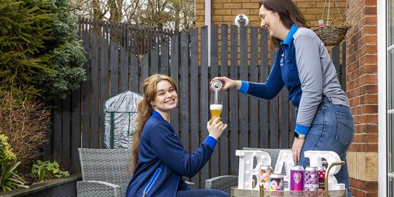 Drinking beer in the garden