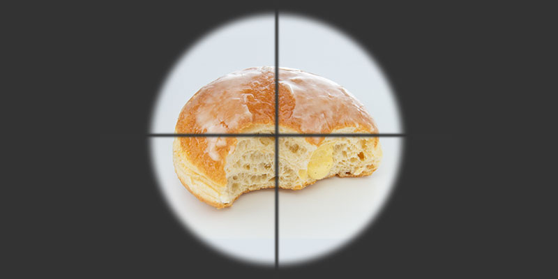 Custard donut in crosshairs