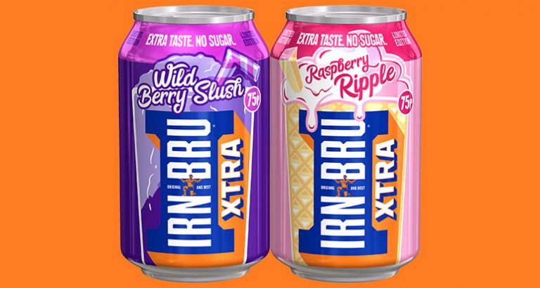 Irn-Bru Xtra Wild Berry Slush and Raspberry Ripple flavours