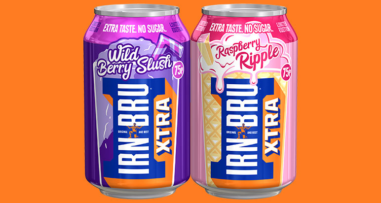 Irn-Bru Xtra Wild Berry Slush and Raspberry Ripple flavours