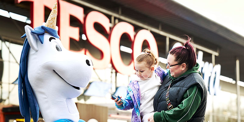 Unicorn outside Tesco store